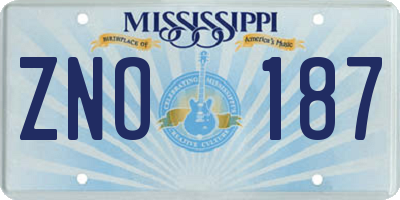 MS license plate ZNO187