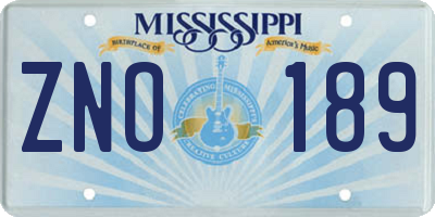 MS license plate ZNO189