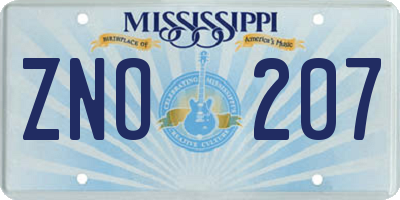 MS license plate ZNO207