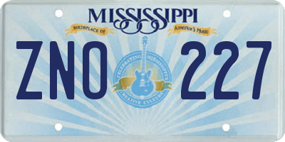 MS license plate ZNO227