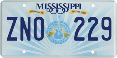 MS license plate ZNO229