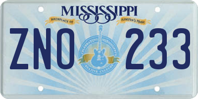 MS license plate ZNO233