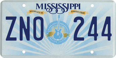 MS license plate ZNO244