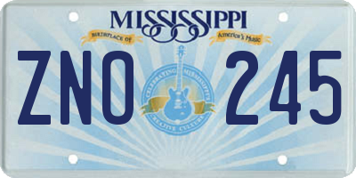 MS license plate ZNO245