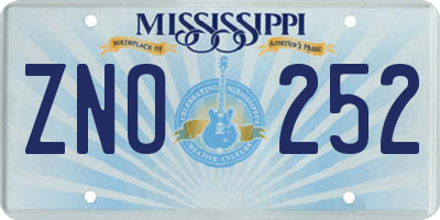 MS license plate ZNO252