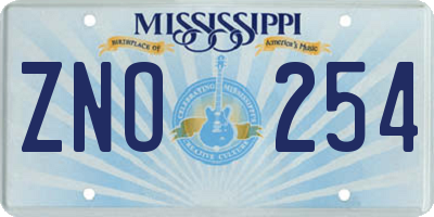 MS license plate ZNO254