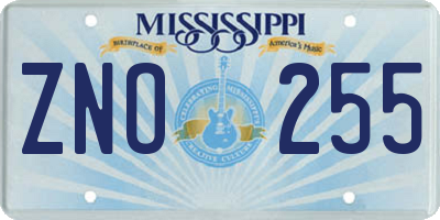 MS license plate ZNO255