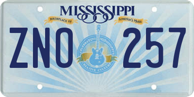 MS license plate ZNO257