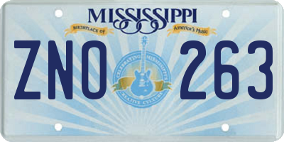 MS license plate ZNO263