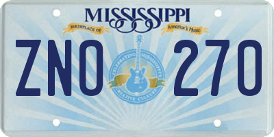 MS license plate ZNO270