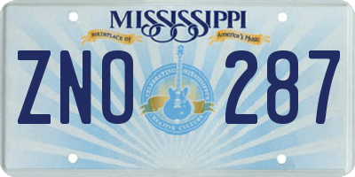 MS license plate ZNO287