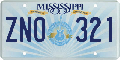 MS license plate ZNO321