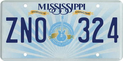 MS license plate ZNO324