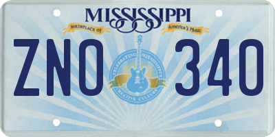 MS license plate ZNO340