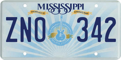 MS license plate ZNO342