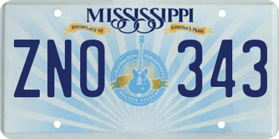 MS license plate ZNO343