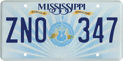 MS license plate ZNO347