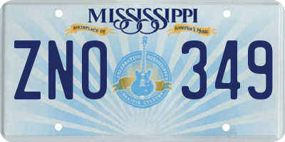 MS license plate ZNO349