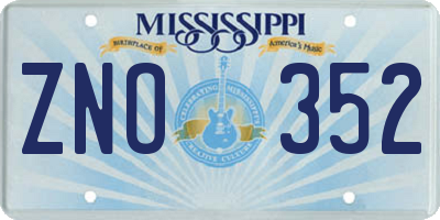 MS license plate ZNO352