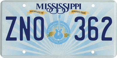 MS license plate ZNO362