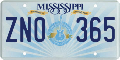 MS license plate ZNO365