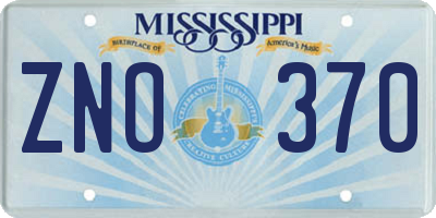 MS license plate ZNO370