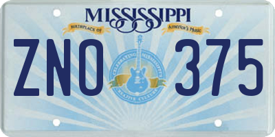 MS license plate ZNO375