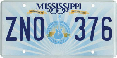 MS license plate ZNO376