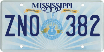 MS license plate ZNO382