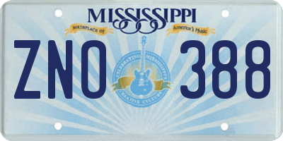 MS license plate ZNO388