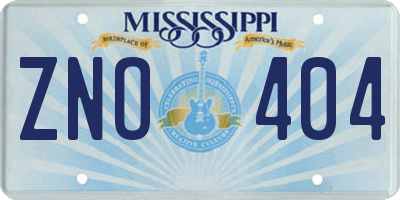 MS license plate ZNO404