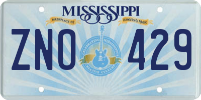 MS license plate ZNO429