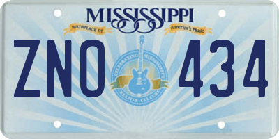 MS license plate ZNO434