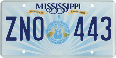 MS license plate ZNO443