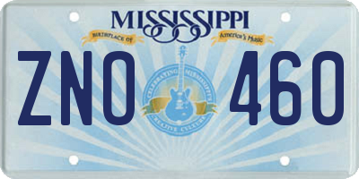 MS license plate ZNO460