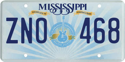 MS license plate ZNO468