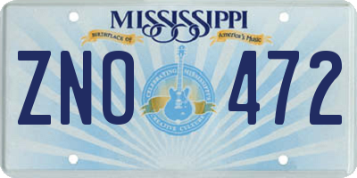 MS license plate ZNO472