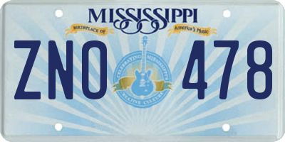 MS license plate ZNO478