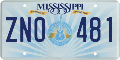 MS license plate ZNO481