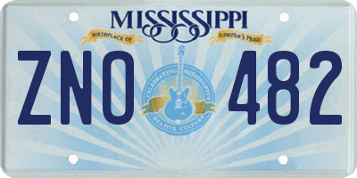 MS license plate ZNO482