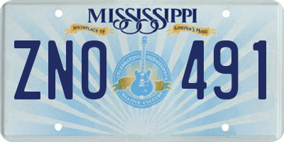 MS license plate ZNO491