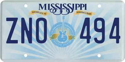 MS license plate ZNO494