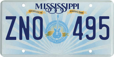 MS license plate ZNO495