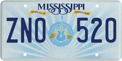 MS license plate ZNO520