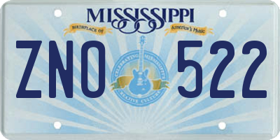 MS license plate ZNO522