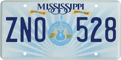 MS license plate ZNO528