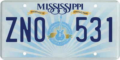 MS license plate ZNO531