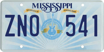 MS license plate ZNO541