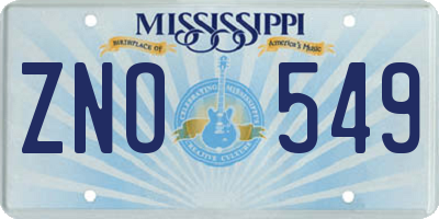 MS license plate ZNO549