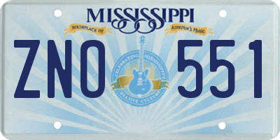 MS license plate ZNO551